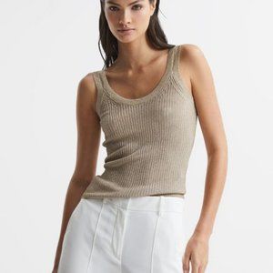 NWT Reiss Imogen Metallic Top Vest Gold XS Retails $160